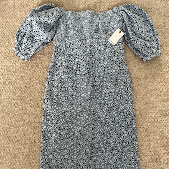 Prose & Poetry Sheila off-the-shoulder midi dress in Blue Eyelet, Size Large. - Picture 5 of 9